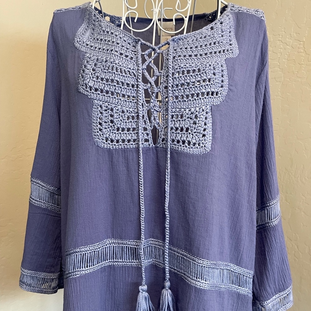 Chico’s crochet Peasant Blouse NWT